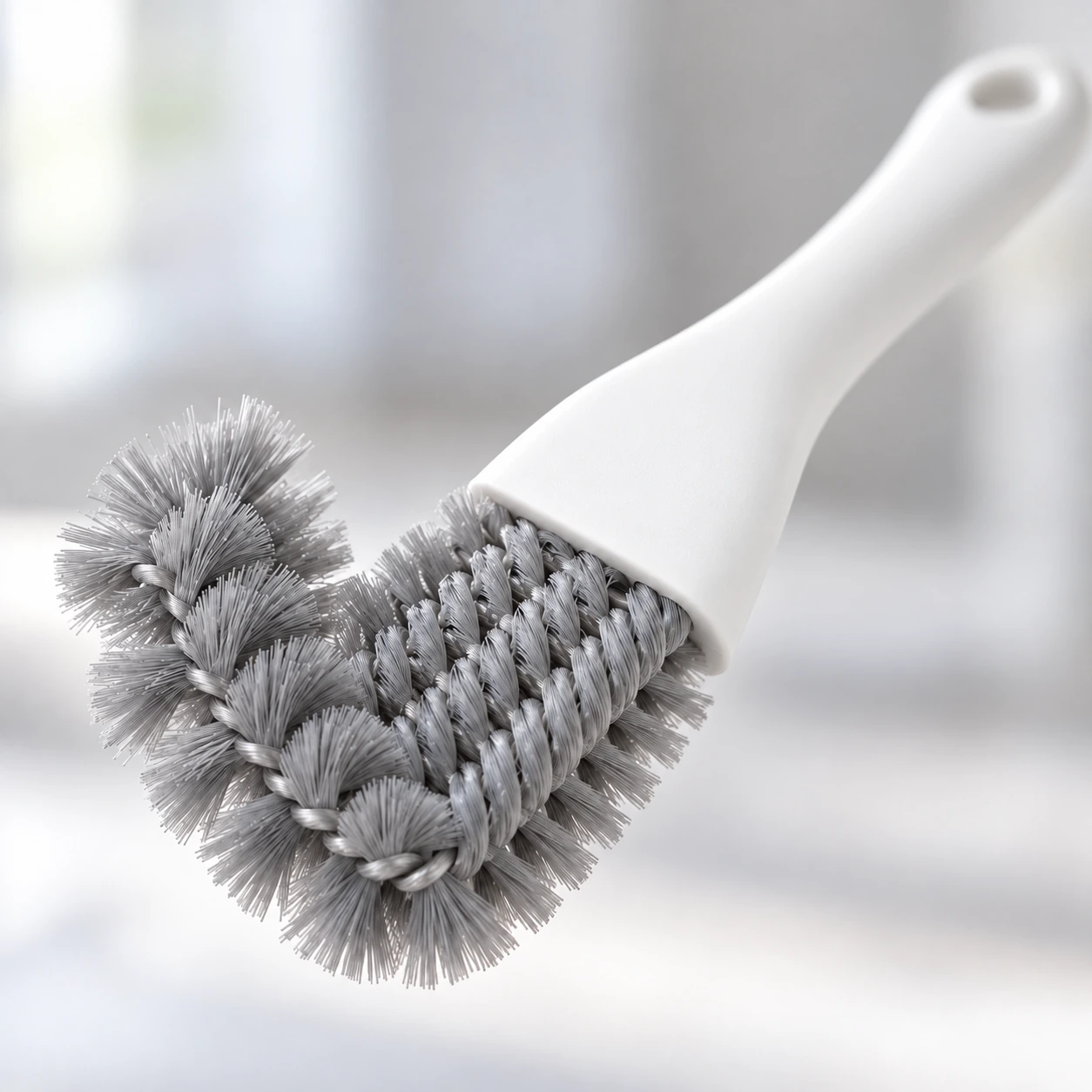 Gros plan de la tête en éventail de la brosse à cage, poils gris en fil torsadé et col blanc