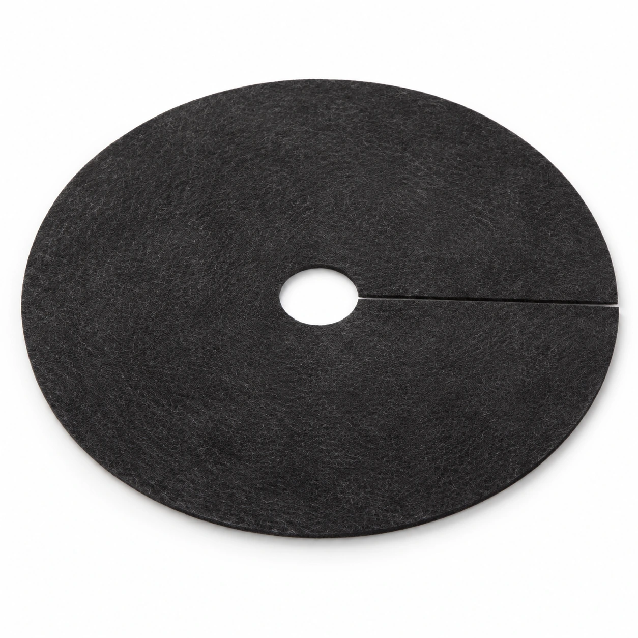 Disque de paillage noir de 25 cm sur fond blanc