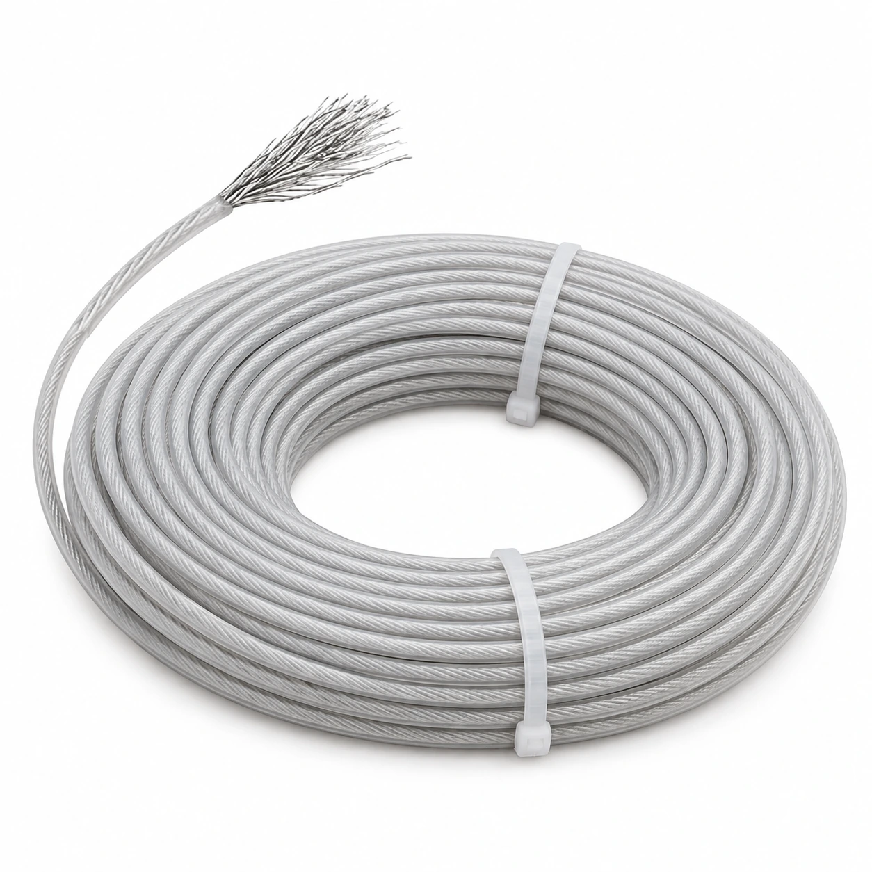 Bobine de fil de coupe 2,0 mm à âme d'acier, présentée de trois quarts sur fond blanc