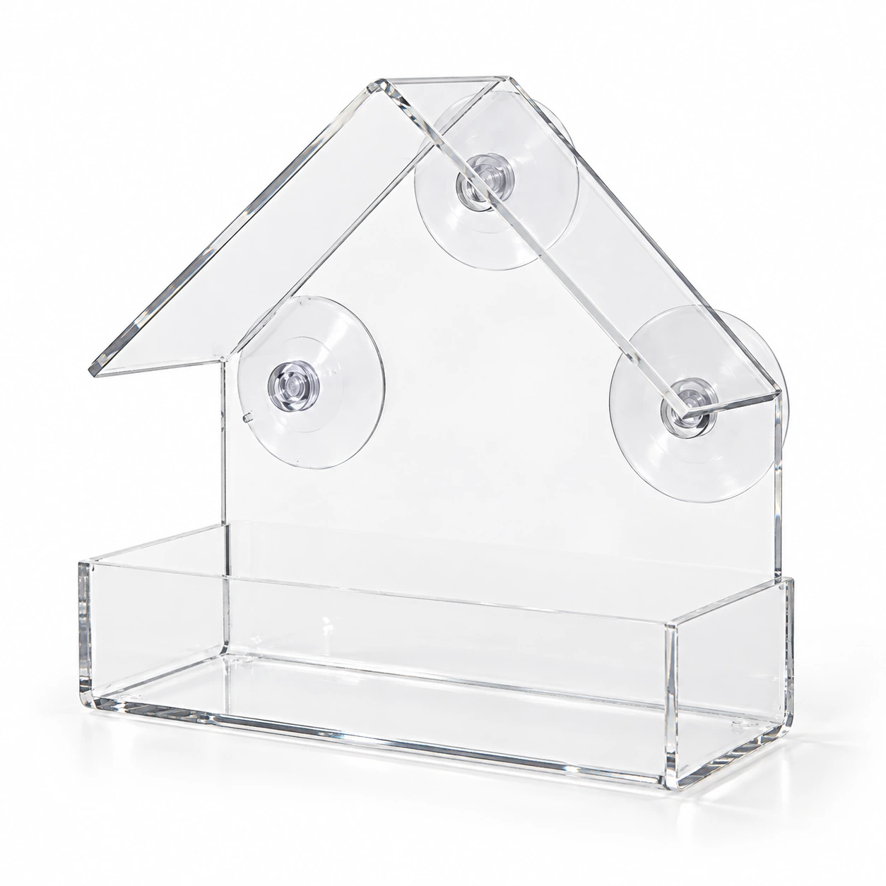 Mangeoire de fenêtre transparente sur fond blanc