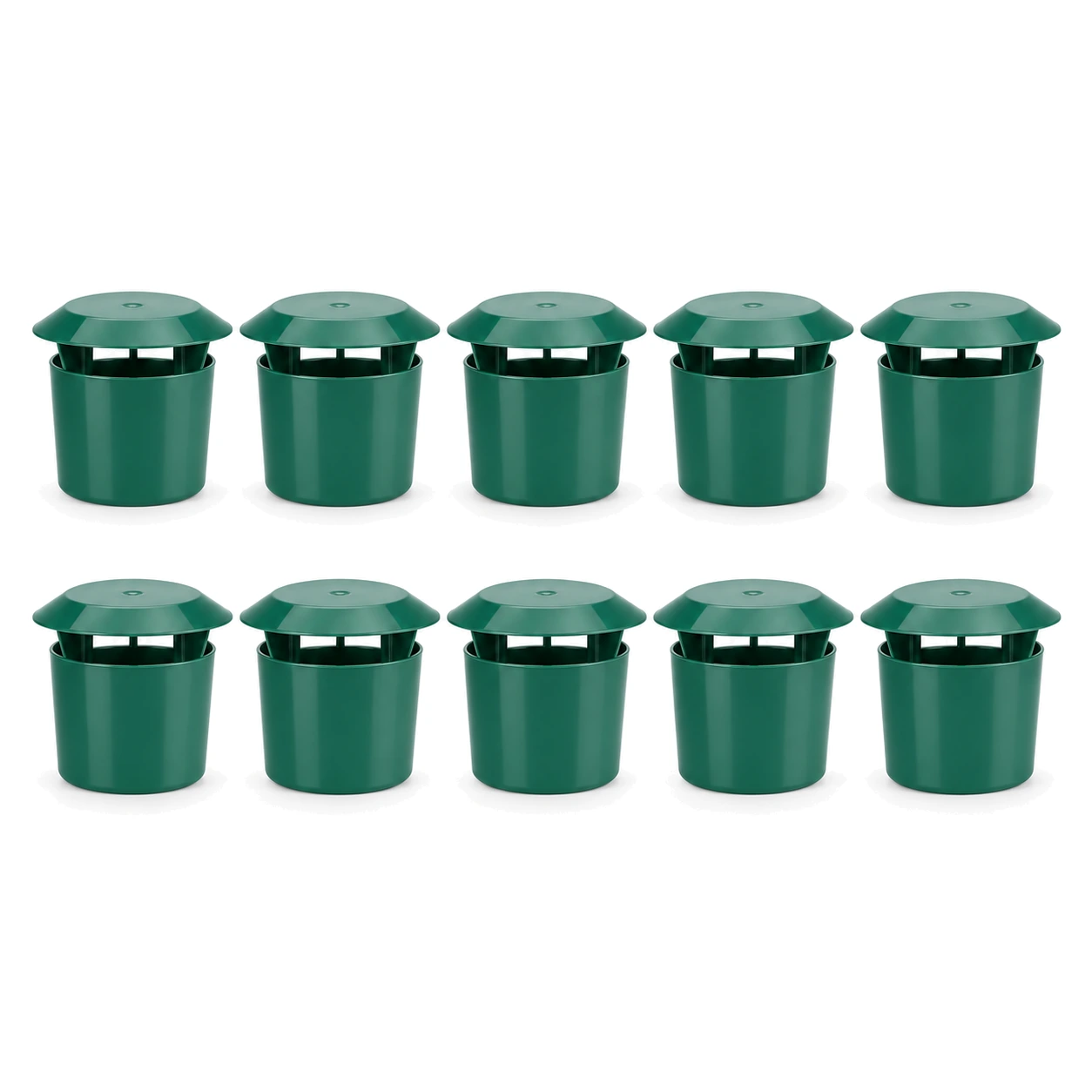 Lot de 10 pièges à limaces vert foncé à enterrer, godet cylindrique et toit conique