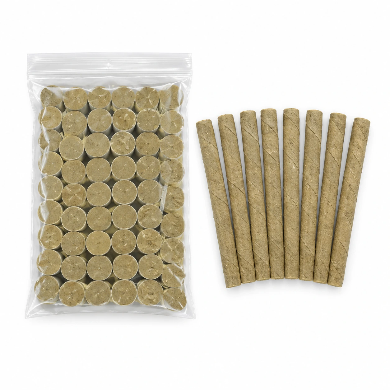 Le sachet de bâtonnets de fumigation accompagné de quelques unités dépliées