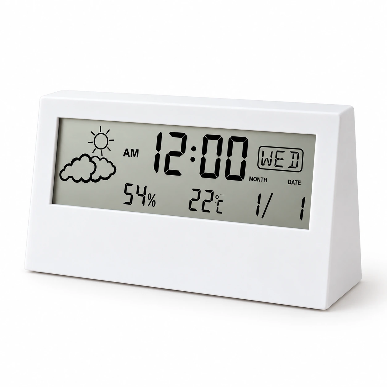 Horloge et thermomètre transparents sur fond blanc